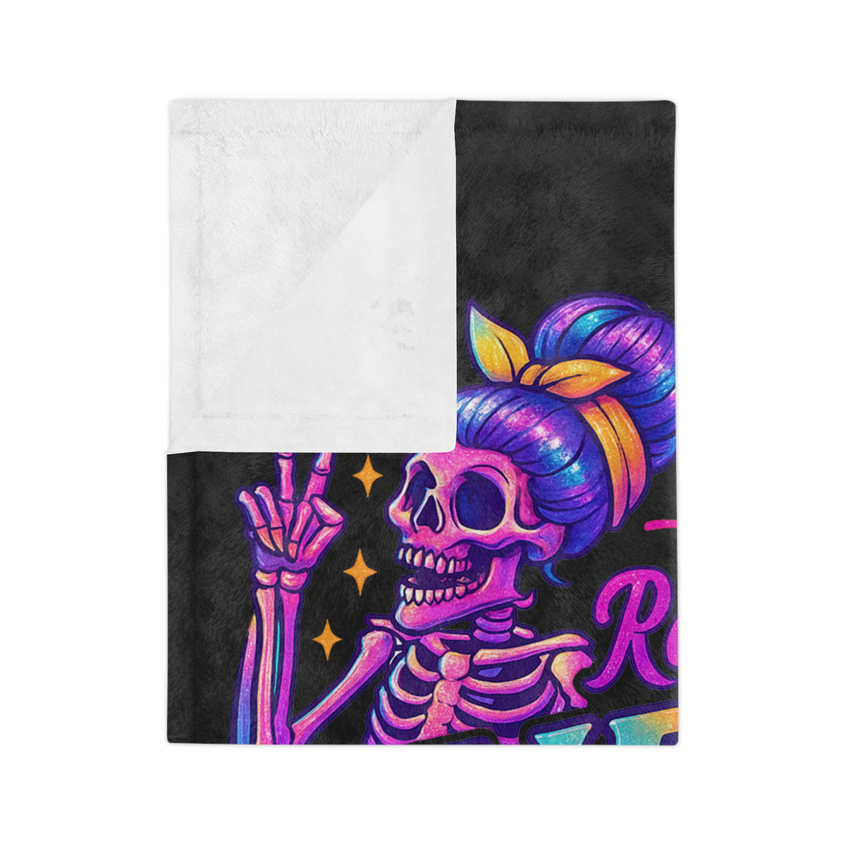 Funny 'Rough Week' Velveteen Microfiber Blanket 40x30 — Neon Skeleton 'It Was A Rough Week But I Didn't Need Bail Money' Throw